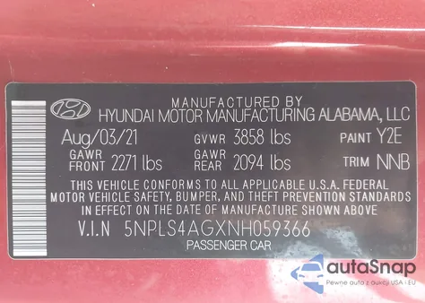 2022 Hyundai Elantra Sel from USA, damaged, VIN 5NPLS4AGXNH059366